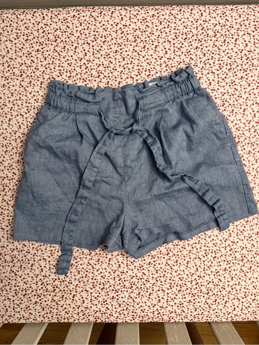 Express Women's Light Blue High-Waist Tie-Belt Linen-Blend Shorts